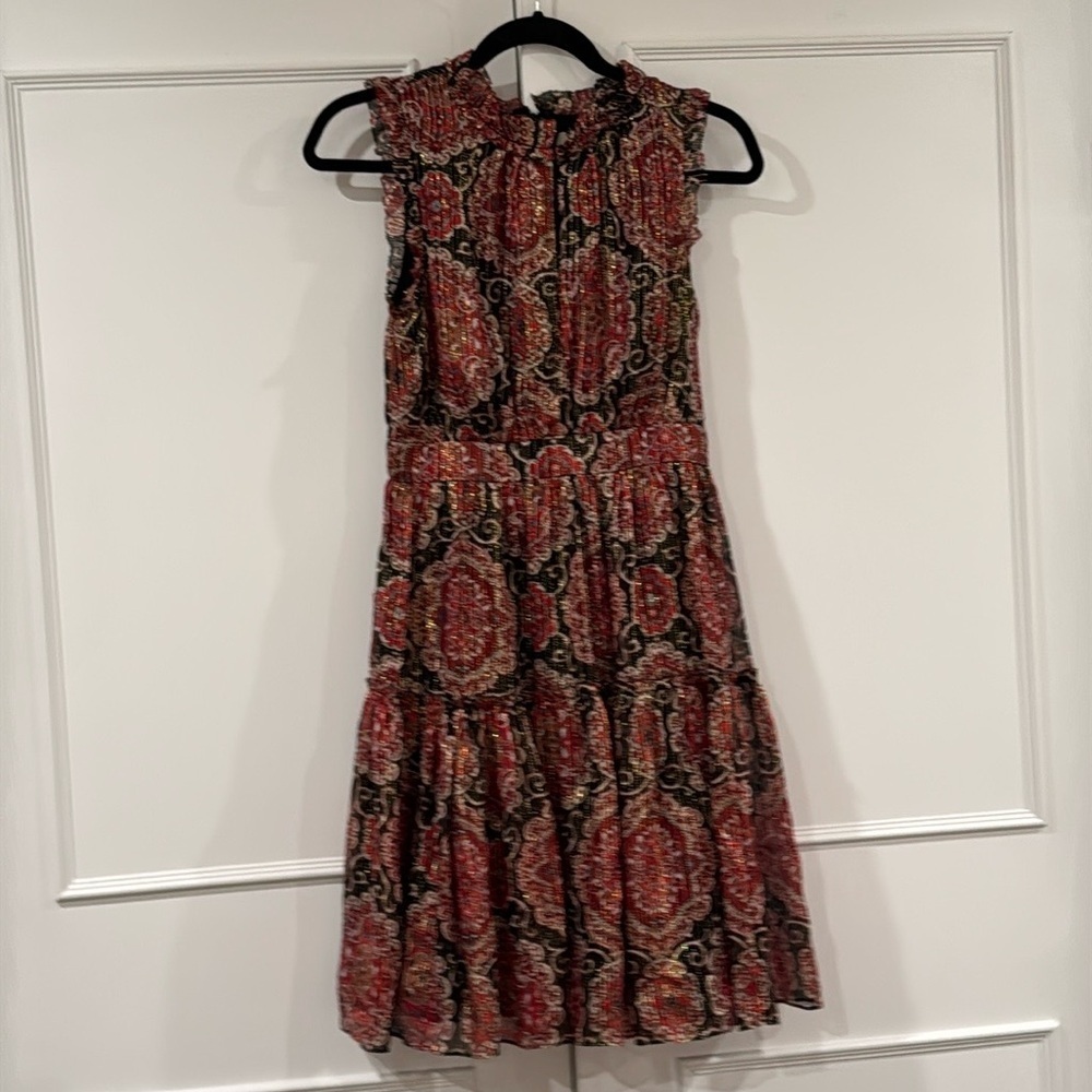 Kate Spade Black Multi Gold Metallic Medallion Print Print Dress Size 4 - Picture 5 of 14